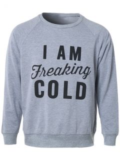 Raglan Sleeves Letter Printed Crew Neck Sweatshirt kahaki-l